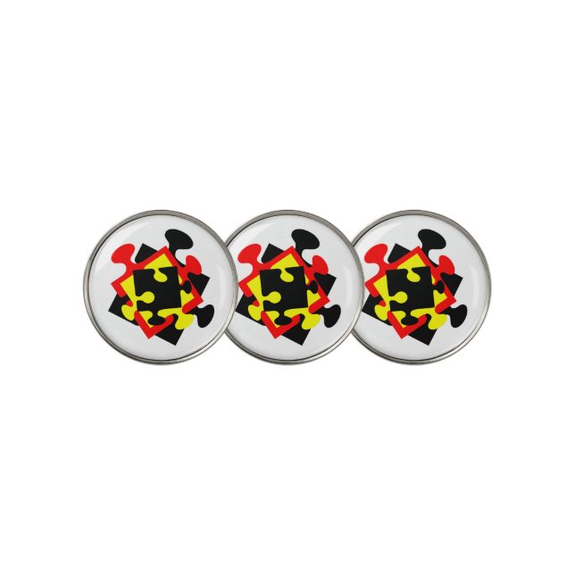 4 Jigsaw Pieces Golf Ball Marker (3 Up)