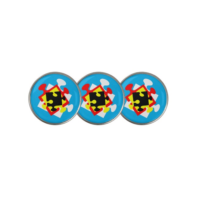 4 Jigsaw Pieces Golf Ball Marker (3 Up)