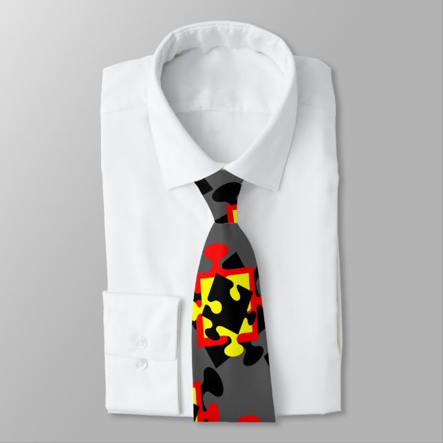 4 Jigsaw Pieces Neck Tie (Tied)