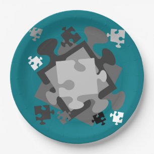 4 Jigsaw Pieces Paper Plates