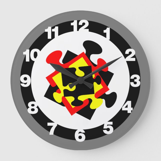 4 Jigsaw Pieces Square Wall Clock (Front)