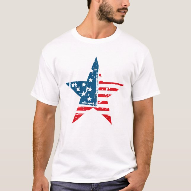 4 July American Flag Grunge Tshirt (Front)