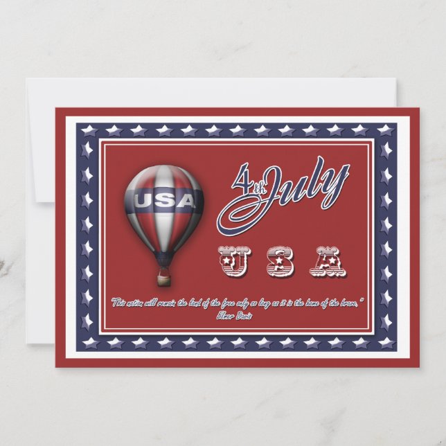 4 July "Independence day" party CUSTOMIZABLE Invitation (Front)