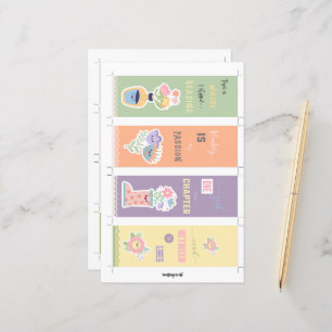 4 Kawaii Floral Bookmarks with cut-out hands