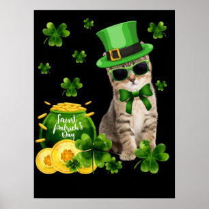 4 Kitty Kitten Cat Lover St Patricks Day Cat  Poster