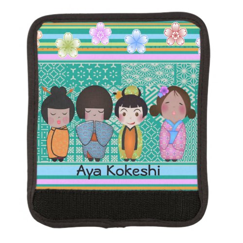 4 kokeshi dolls luggage handle wrap