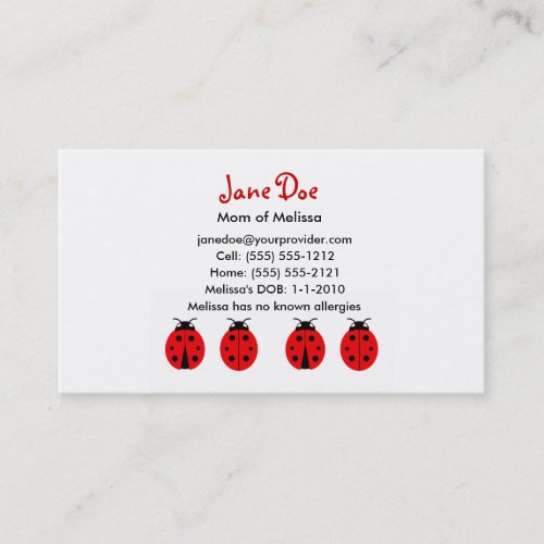 4 Ladybugs Calling Card Business Card Templates