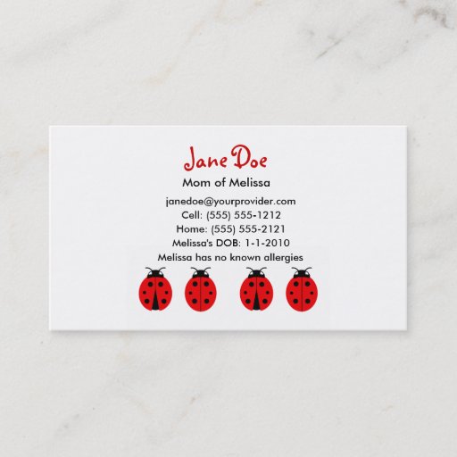 Customizable 4 Ladybugs Calling Card Business Card Templates