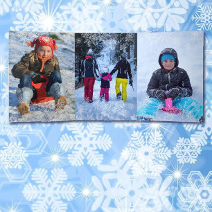 4 Large Photos Window Snowflake Overlay Christmas Tri-Fold Holiday Card