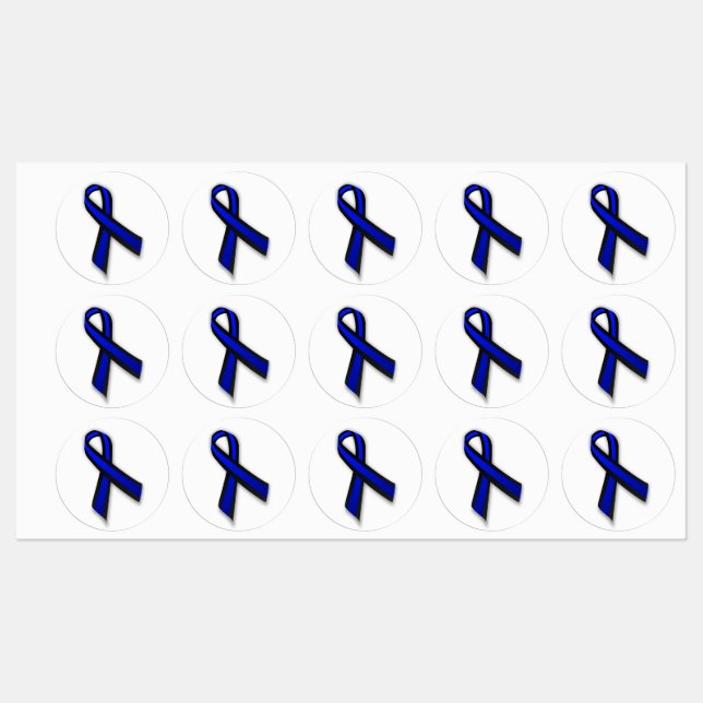 4 Large Thin Blue Line Memorial Ribbons Labels (Sheet)