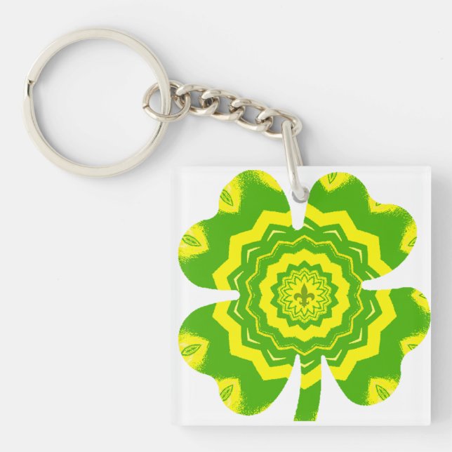 4 Leaf Clover Acrylic Keychain (Front)