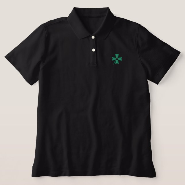 4 leaf clover   embroidered polo shirt (Design Front)