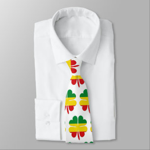 4 Leaf Clover in Red Yellow Green Rasta Neck Tie