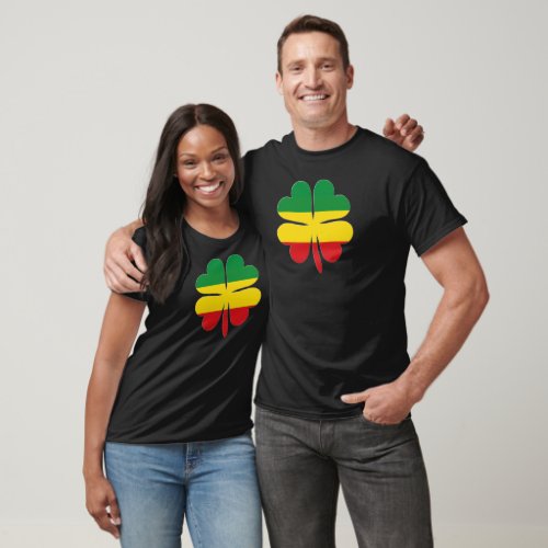 4 Leaf Clover in Red Yellow Green Rasta T_Shirt