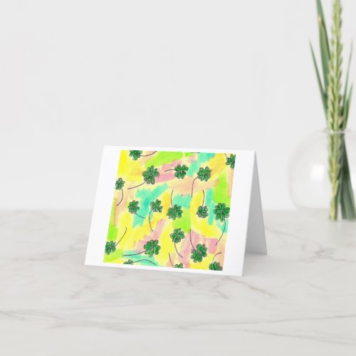 4_leaf clover on a pastel background holiday card