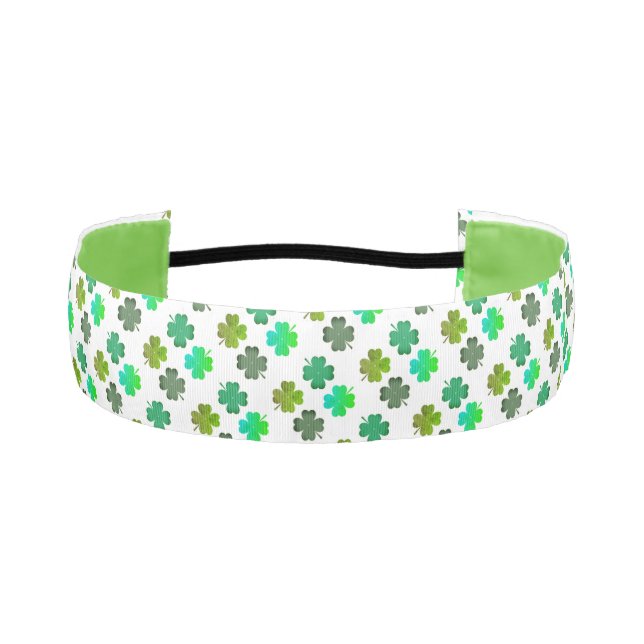 4 Leaf Clover Pattern on WHITE Athletic Headband (Front)