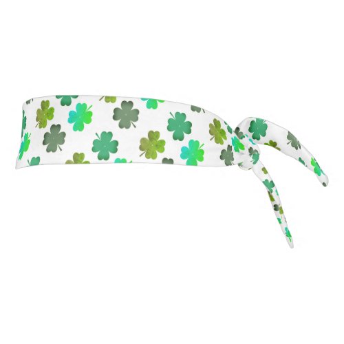 4 Leaf Clover Pattern on WHITE Tie Headband
