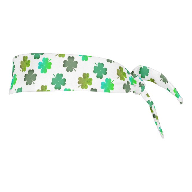 4 Leaf Clover Pattern on WHITE Tie Headband (Rotate 90)