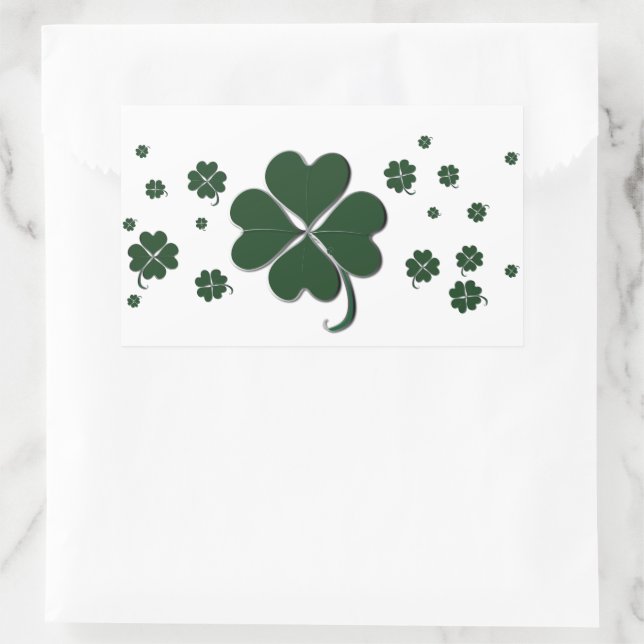 4 Leaf Clover Shamrock St. Patrick's Day Rectangular Sticker (Bag)