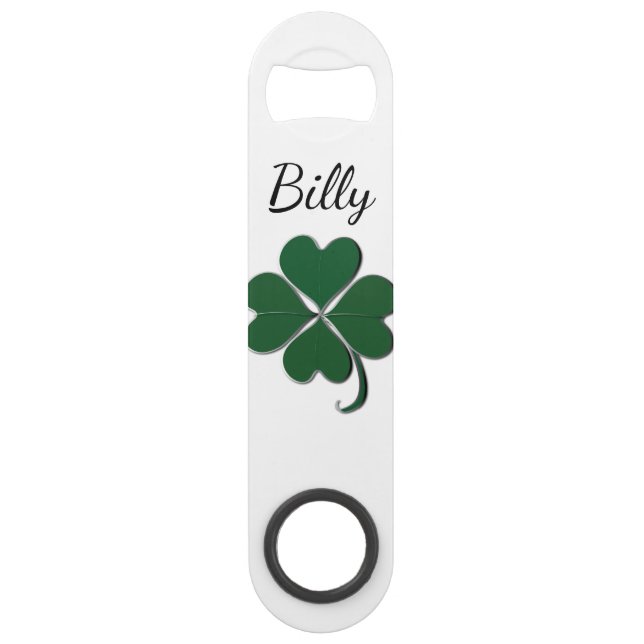 4 Leaf Clover St. Patrick's Day Nickname Bar Key (Front)