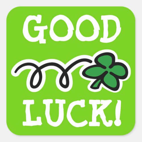 4 Leaf clover stickers saying Good Luck