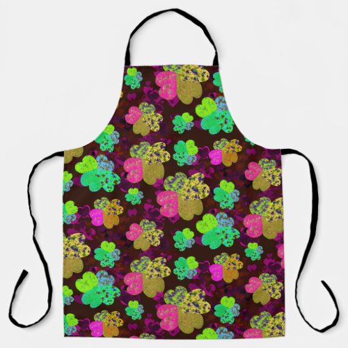 4 Leaf Clover with Hearts _ Happy St Patricks Day Apron