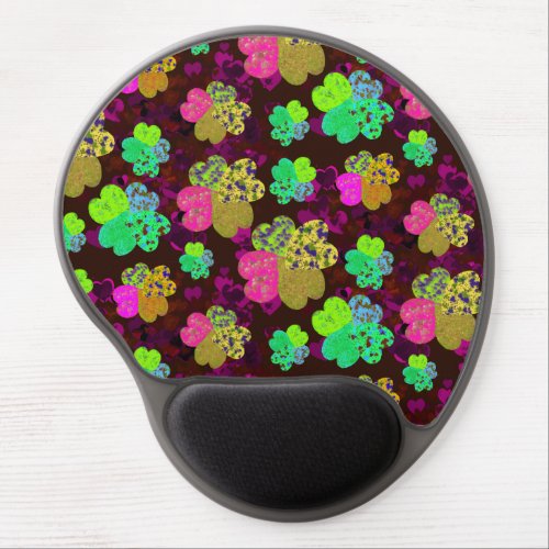 4 Leaf Clover with Hearts _ Happy St Patricks Day Gel Mouse Pad