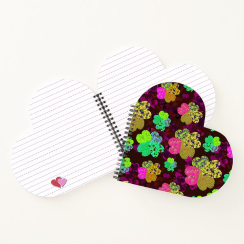 4 Leaf Clover with Hearts _ Happy St Patricks Day Notebook