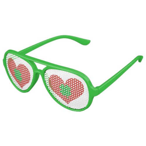 4 Leaf Clover with Red Heart St Patricks Day Aviator Sunglasses