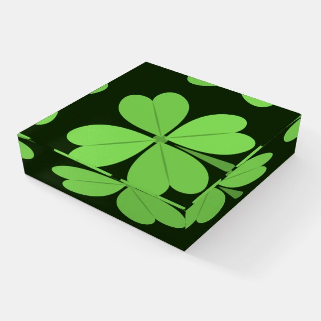 4-Leaf Clovers Emoji Paperweight (Angled)