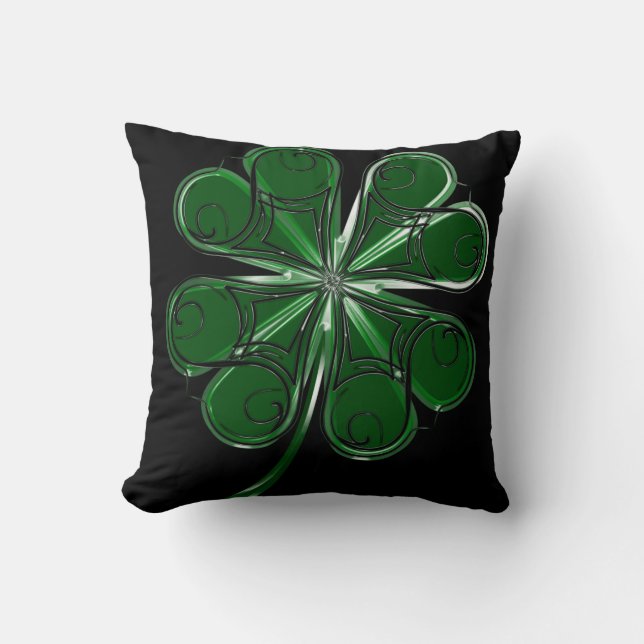 4 Leaf Luck Throw Pillow (Front)