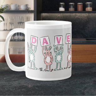 4 Letter Name Fun Rabbit Design Giant Coffee Mug