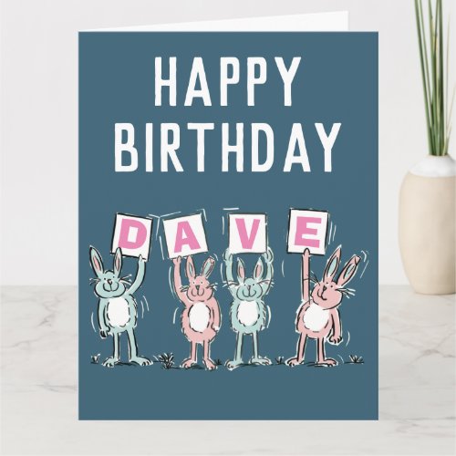 4 Letter Name Happy Birthday Rabbits Card