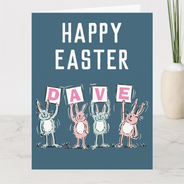 4 Letter Name Happy Easter Card (Front)