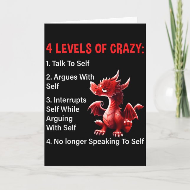 4 Levels Of Crazy Talks To Self Argues With Self D Card (Front)