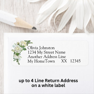 4 Line Return Address on white  Label