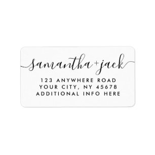 4 LINES Modern Wedding Stylish Return Address Label