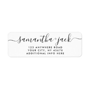 4 LINES Modern Wedding Stylish Return Address Label