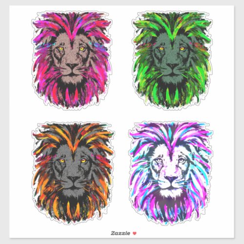 4 Lion head stickers _ Lion stickers