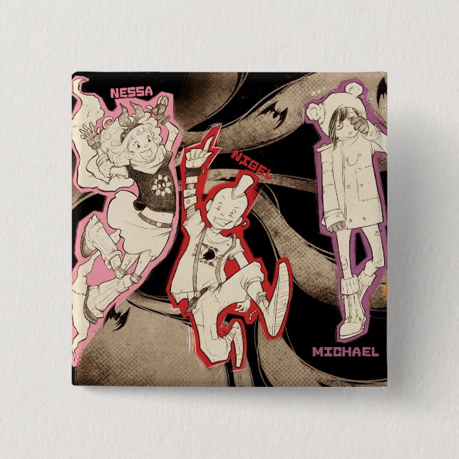 4 Little Monsters - Group Pinback Button (Front)