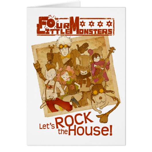 4 Little Monsters - Let's Rock the House Cards (Front)