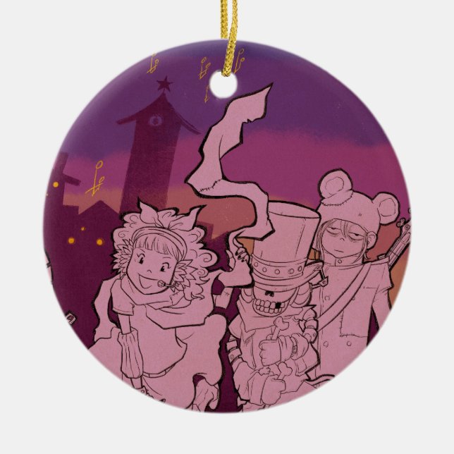 4 Little Monsters - Night Music Ceramic Ornament (Front)