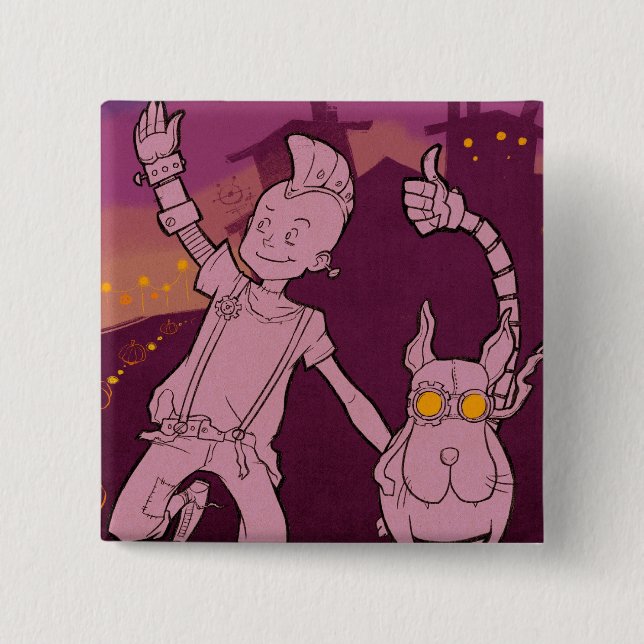 4 Little Monsters - Night Music Pinback Button (Front)