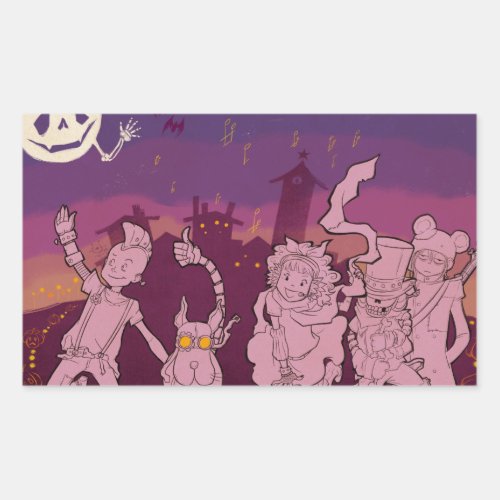 4 Little Monsters _ Night Music Rectangular Sticker