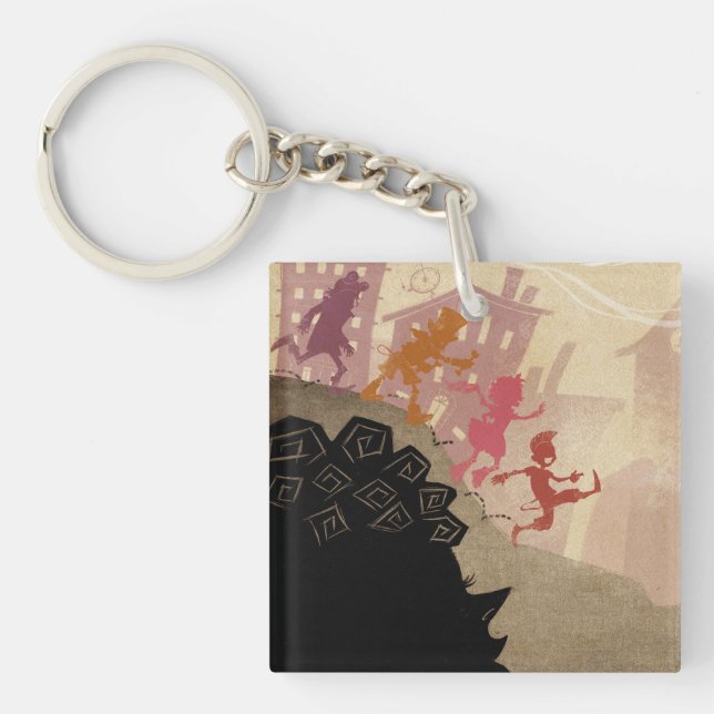 4 Little Monsters - Walking Through Town Keychain (Front)