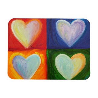 4 Love Hearts Art Inspirational Fridge Magnet