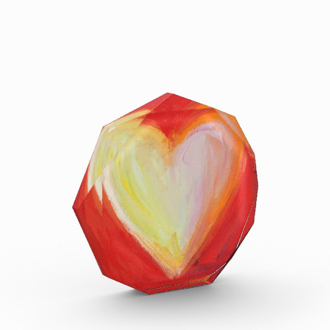 4 Love Hearts Art Inspirational Paperweight Award (Left)