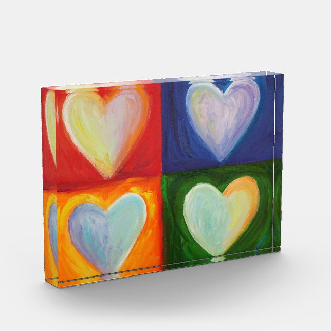 4 Love Hearts Art Inspirational Paperweight Award (Left)