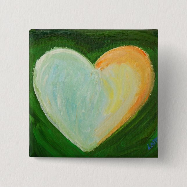 4 Love Hearts Art Painting Lapel Pin or Buttons (Front)