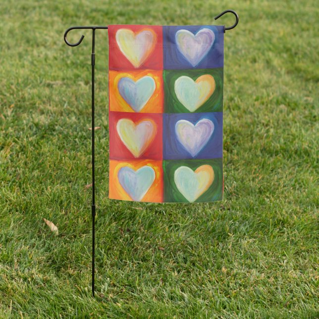4 Love Hearts Inspirational Art Garden Flag (In SItu)